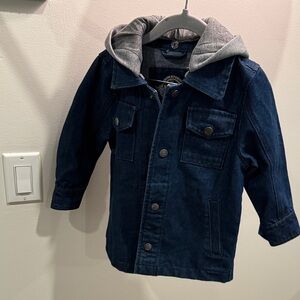 Kids Denim Jacket with Gray Hood